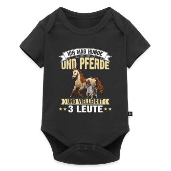 Ich Mag Hunde Und Pferde Und Vielleicht 3 Leute - Baby Premium Kurzarmbody - Schwarz - Vorne