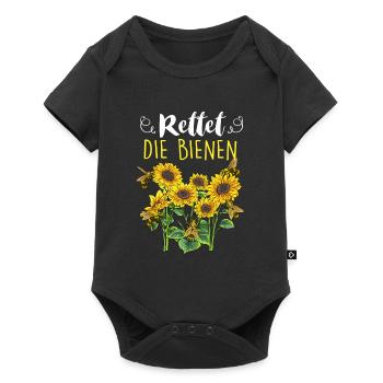 Rettet Die Biene Imker Spruch Sonnen-Blumen - Baby Premium Kurzarmbody - Schwarz - Vorne