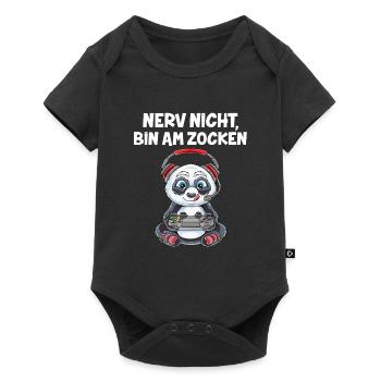Nerv Nicht, Bin am Zocken Gaming Panda - Baby Premium Kurzarmbody - Schwarz - Vorne