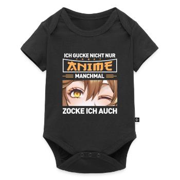 Ich Gucke Nicht Nur Anime Manchmal Zocke Ich Auch - Baby Premium Kurzarmbody - Schwarz - Vorne
