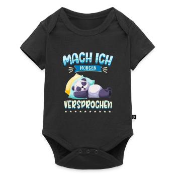 Mach Ich Morgen Versprochen Faul Müde Schlafen Pan - Baby Premium Kurzarmbody - Schwarz - Vorne