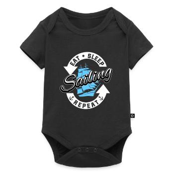 Segler Segelboot Eat Sleep Segeln Repeat - Baby Premium Kurzarmbody - Schwarz - Vorne