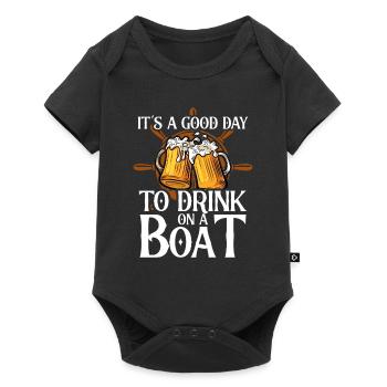 Segler Segelschiff Segelboot - Baby Premium Kurzarmbody - Schwarz - Vorne