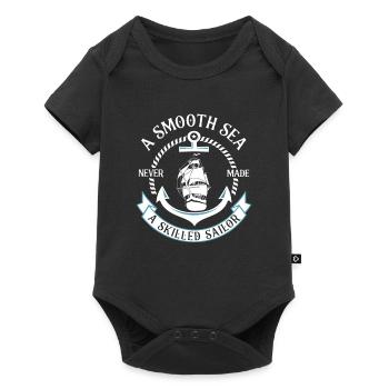 Segler Segelschiff Segelboot - Baby Premium Kurzarmbody - Schwarz - Vorne