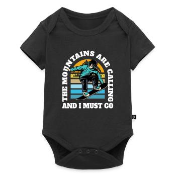 The mountains call Freestyle Snownboarding - Baby Premium short-sleeve bodysuit - black - Front