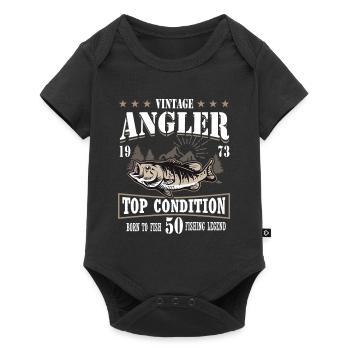 50th birthday fishing 50 years old fisherman 1973 - Baby Premium short-sleeve bodysuit - black - Front