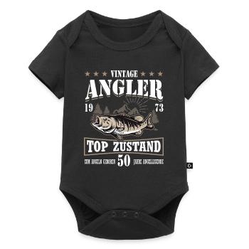 50th birthday fishing 50 years old fisherman 1973 - Baby Premium short-sleeve bodysuit - black - Front