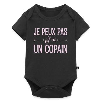 Je peux pas j'ai un copain. cadeau copain, copine. - Body à manches courtes Premium Bébé - noir - Devant