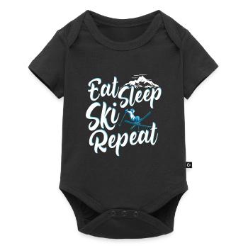 Vacances de ski Manger dormir Ski Répéter - Body à manches courtes Premium Bébé - noir - Devant