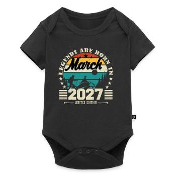 Mars 2027. Cadeau d'anniversaire mars 2027. - Body à manches courtes Premium Bébé - noir - Devant