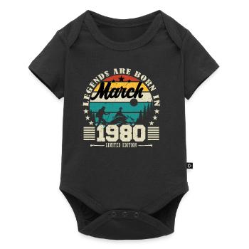 March 1980. Birthday gift March 1980. - Baby Premium short-sleeve bodysuit - black - Front
