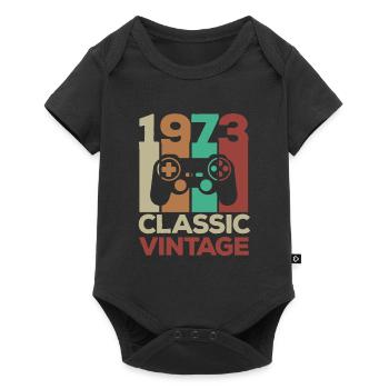1973 50th Birthday Retro Vintage Gamer - Baby Premium short-sleeve bodysuit - black - Front