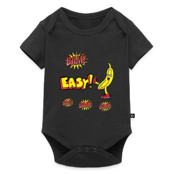 Bam Bam Easy Banana. Motivationsdesign Kinder - Baby Premium Kurzarmbody - Schwarz - Vorne