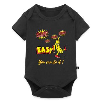 Bam Bam Easy Banana. Motivationsdesign für Kids. - Baby Premium Kurzarmbody - Schwarz - Vorne