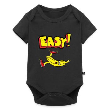 Bam Bam Easy Banana. Bananendesign Kindergarten - Baby Premium Kurzarmbody - Schwarz - Vorne