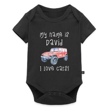 Mein Name Ist David. Ich Liebe Autos. Lustiges - Baby Premium Kurzarmbody - Schwarz - Vorne