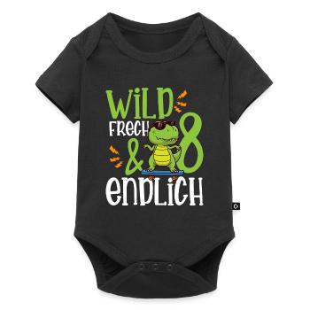Wild Frech & endlich 8 achter Geburtstag - Baby Premium Kurzarmbody - Schwarz - Vorne