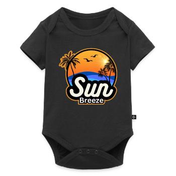 SUN Breeze - Holiday motif with palm trees by the sea - Baby Premium short-sleeve bodysuit - black - Front