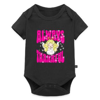 sei Immer Dankbar Mit Einem Kleinen Betenden Engel - Baby Premium Kurzarmbody - Schwarz - Vorne