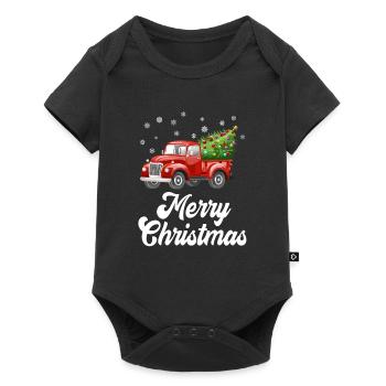 Camion vintage avec sapin de Noël rouge rétro - Body à manches courtes Premium Bébé - noir - Devant