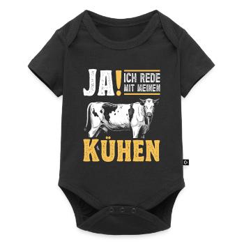 Landwirt Milchbauer Kuhbauer Rede mit Kühen - Baby Premium Kurzarmbody - Schwarz - Vorne