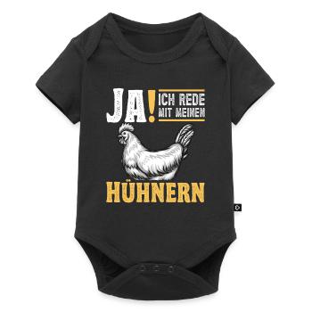 Hühnerbauer Huhn Hühner Gott - Baby Premium Kurzarmbody - Schwarz - Vorne