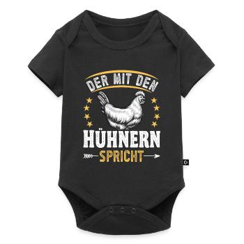 Hühnerbauer Huhn Der mit den Hühnern spricht - Baby Premium Kurzarmbody - Schwarz - Vorne