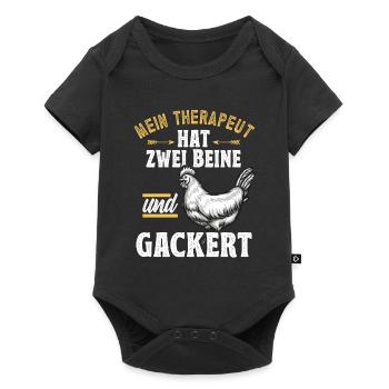 Hühnerbauer Huhn Hühner Therapeut - Baby Premium Kurzarmbody - Schwarz - Vorne