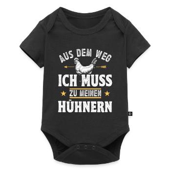 Hühnerbauer Huhn Ich muss zu meinen Hühnern - Baby Premium Kurzarmbody - Schwarz - Vorne