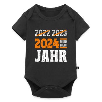 Silvester 2024 wird mein Jahr - Baby Premium Kurzarmbody - Schwarz - Vorne