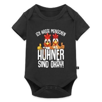 Hühnerbauer Huhn Ich hasse Menschen Hühner sind ok - Baby Premium Kurzarmbody - Schwarz - Vorne