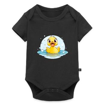 Süße Ente | Lustiges Design für Kinder | Verspielt - Baby Premium Kurzarmbody - Schwarz - Vorne