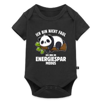 Panda - Ich bin nicht faul - im Energiespar Modus - Baby Premium Kurzarmbody - Schwarz - Vorne