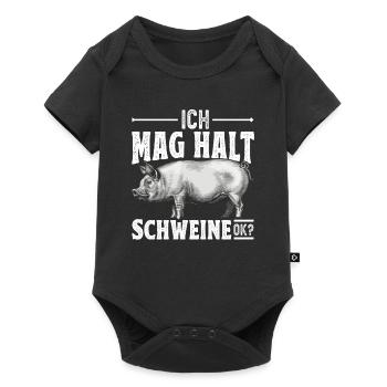 Landwirt Schwein Schweinebauer Spruch - Baby Premium Kurzarmbody - Schwarz - Vorne