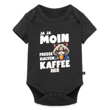 Né pour boire du café, forcé de travailler - Body à manches courtes Premium Bébé - noir - Devant