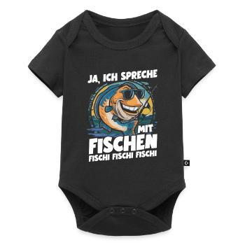 Drôle de pêcheur disant oui, je parle aux poissons - Body à manches courtes Premium Bébé - noir - Devant