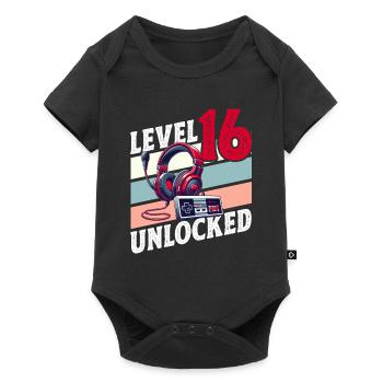 16. GEBURTSTAG JUNGE RETRO GAMER GAMING LEVEL - Baby Premium Kurzarmbody - Schwarz - Vorne
