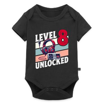 8TH BIRTHDAY BOY RETRO GAMER GAMING LEVEL - Baby Premium short-sleeve bodysuit - black - Front