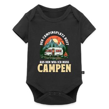 Camping Camper Campinplatz ruft aus dem Weg ich - Baby Premium Kurzarmbody - Schwarz - Vorne