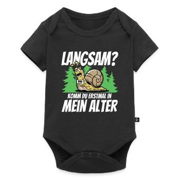Rennschnecke Spruch Laufteam Jogger Marathon - Baby Premium Kurzarmbody - Schwarz - Vorne