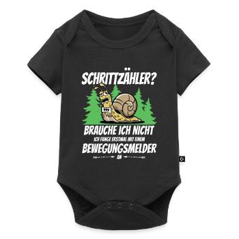 Rennschnecke Spruch Schrittzähler Jogger Marathon - Baby Premium Kurzarmbody - Schwarz - Vorne