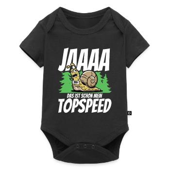 Rennschnecke Spruch Jaaa das ist schon Topspeed - Baby Premium Kurzarmbody - Schwarz - Vorne