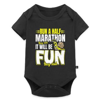 Laufen Joggen Laufshirt Herren Damen Halbmarathon - Baby Premium Kurzarmbody - Schwarz - Vorne