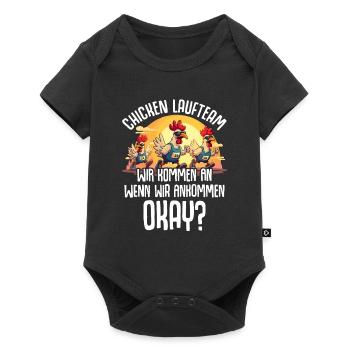 Männer Jungs Chicken Laufteam Jogging Laufen - Baby Premium Kurzarmbody - Schwarz - Vorne