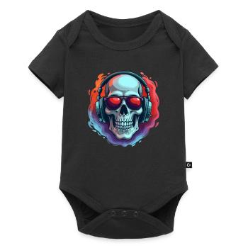 Crâne avec lunettes de soleil et casque en pop - Body à manches courtes Premium Bébé - noir - Devant
