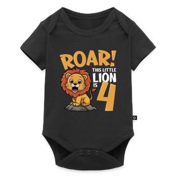 4 Birthday Boy Lion - Baby Premium short-sleeve bodysuit - black - Front