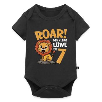 7th Birthday Boy Lion - Baby Premium short-sleeve bodysuit - black - Front