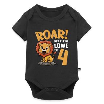 4th Birthday Boy Lion - Baby Premium short-sleeve bodysuit - black - Front