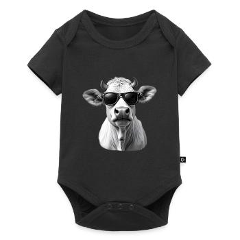 Cow with Sunglasses Animal Motif Art Cows - Baby Premium short-sleeve bodysuit - black - Front