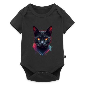Katzen Kunst Tier Wasserfarben Motiv Katze - Baby Premium Kurzarmbody - Schwarz - Vorne